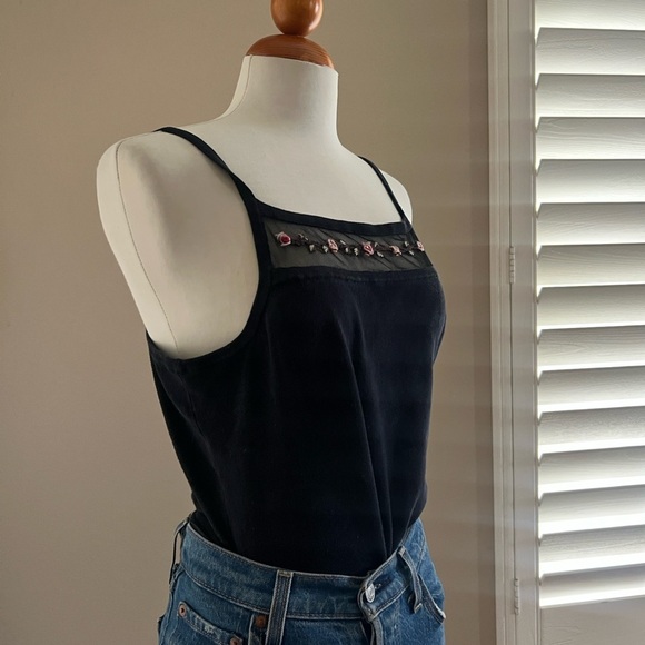 Joseph A Silk Blend Floral Detail Strappy Top - Picture 2 of 5